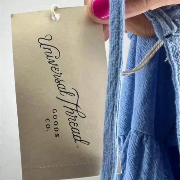 Universal Thread Open Back Dress Sundress Button Pockets Light Allure Blue - Picture 7 of 7